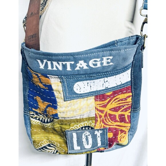 Travelteli Vintage Lot Patchwork Denim Purse Bag Crossbody Adjustable Strap New - Picture 3 of 12